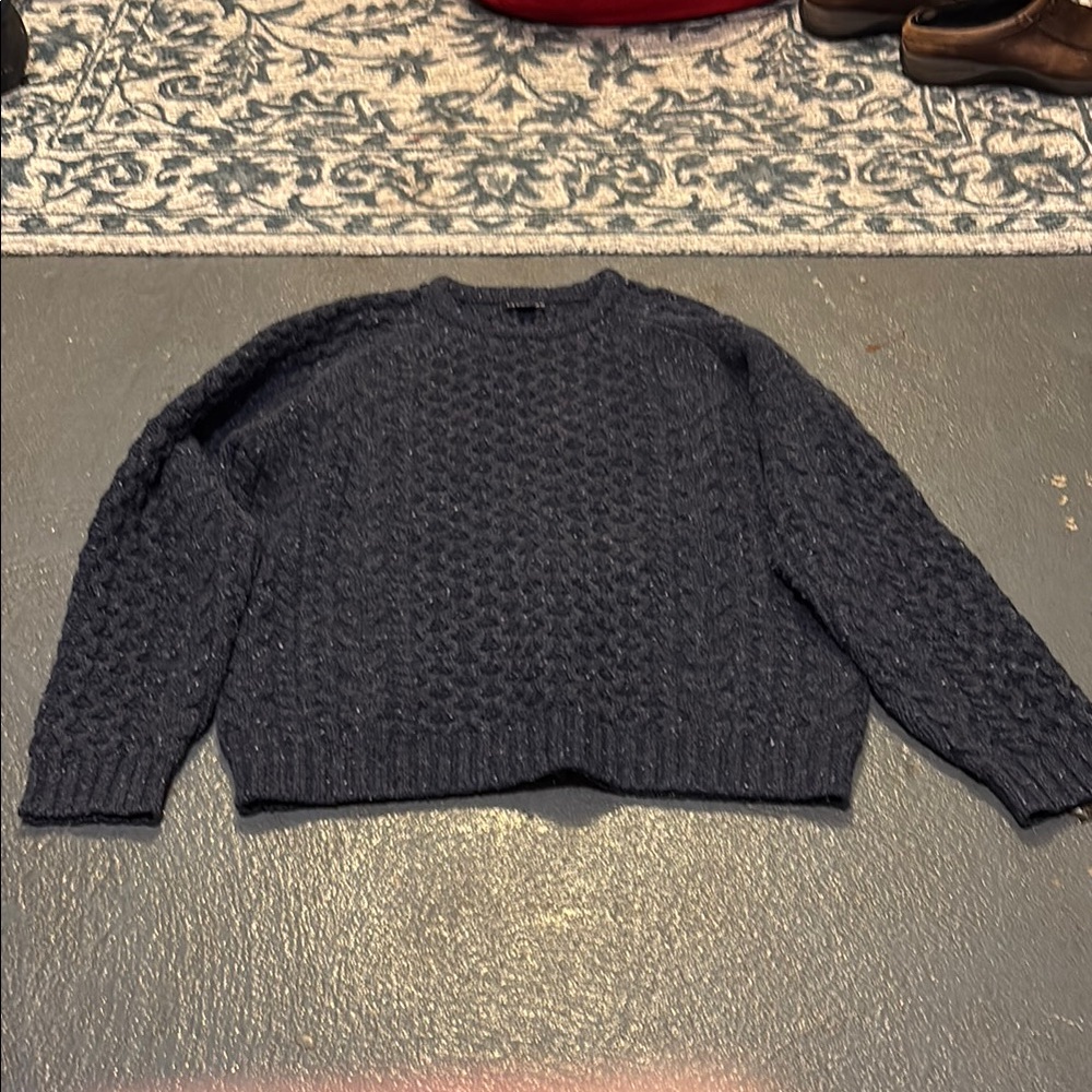 Lands' End Blue Crewneck Sweater Chunky Knit